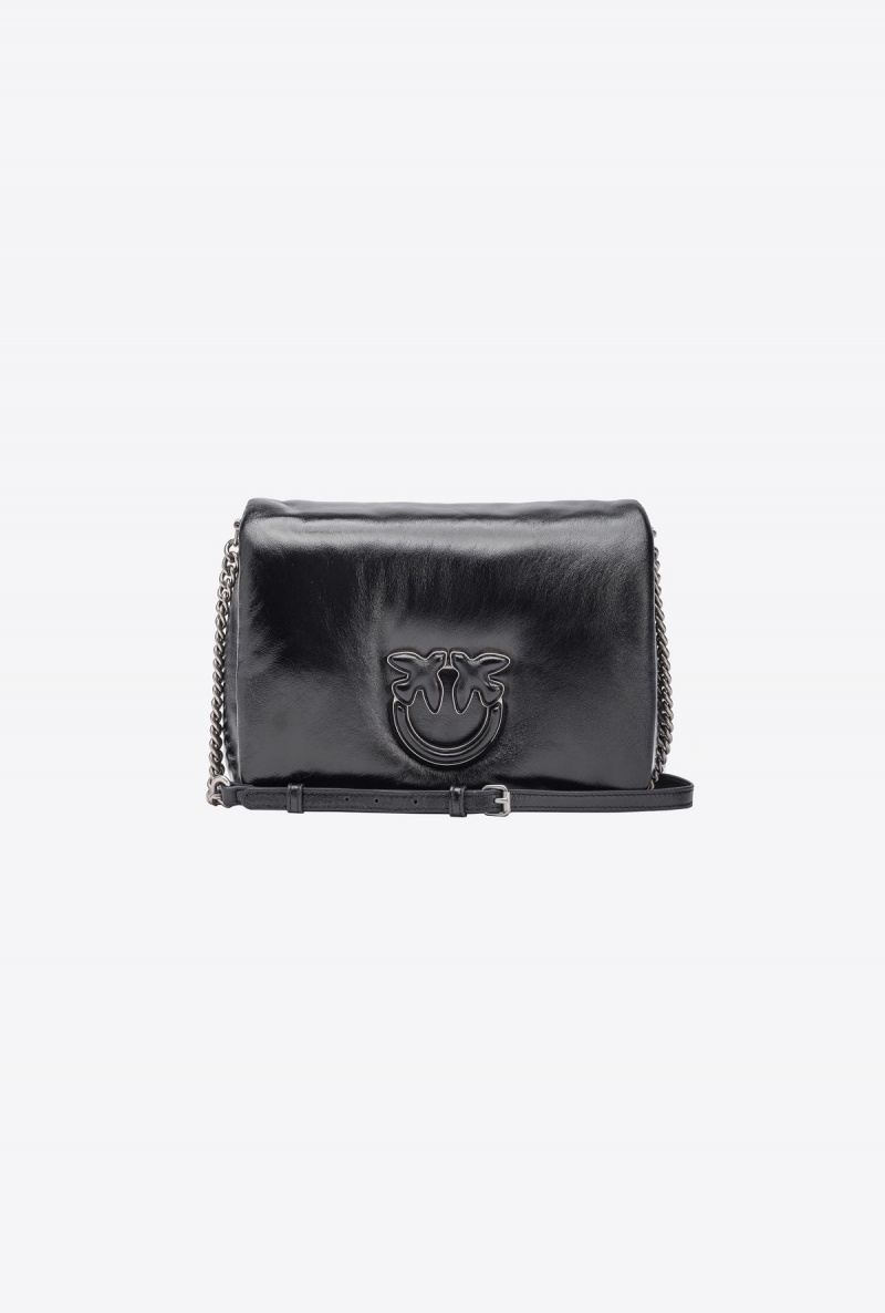 BLACK-OLD SILVER Pinko Baby Love Bag Click Puff laminated | DMYVO34442