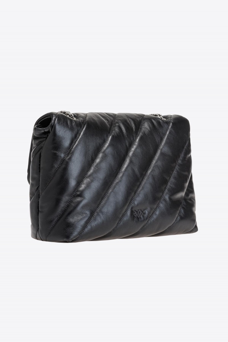 BLACK-OLD SILVER Pinko Big Love Bag Puff Maxi Quilt | LMYSX20122