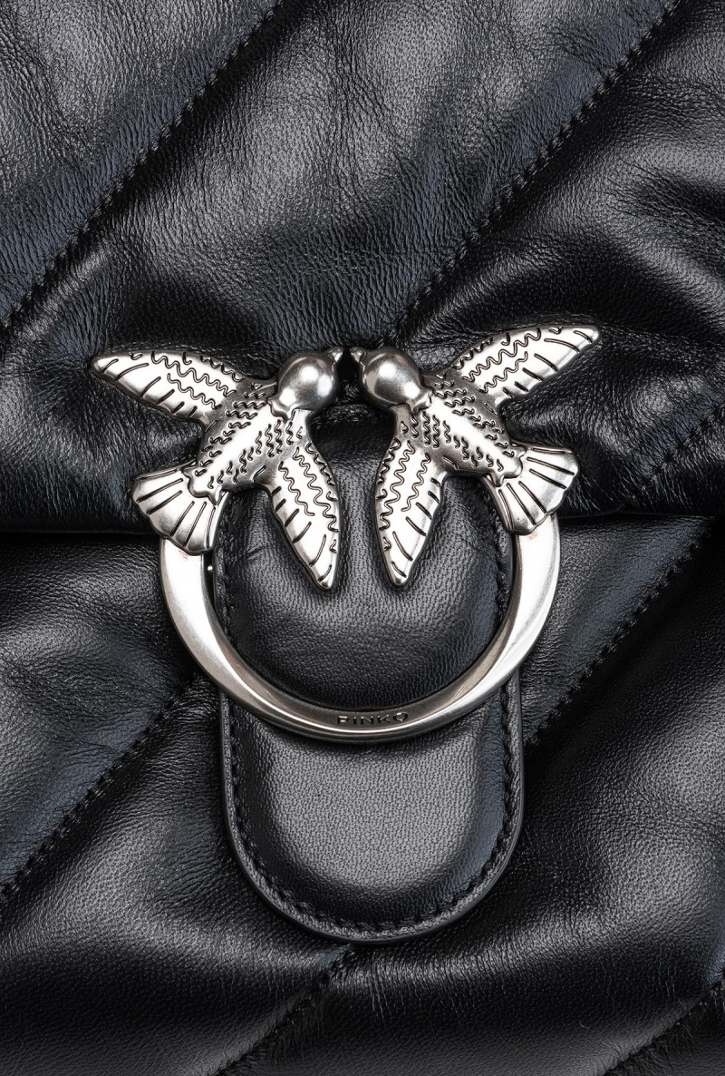 BLACK-OLD SILVER Pinko Big Love Bag Puff Maxi Quilt | LMYSX20122