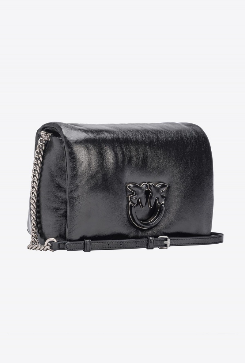 BLACK-OLD SILVER Pinko Classic Love Bag Click Puff laminated | MYJVR50537