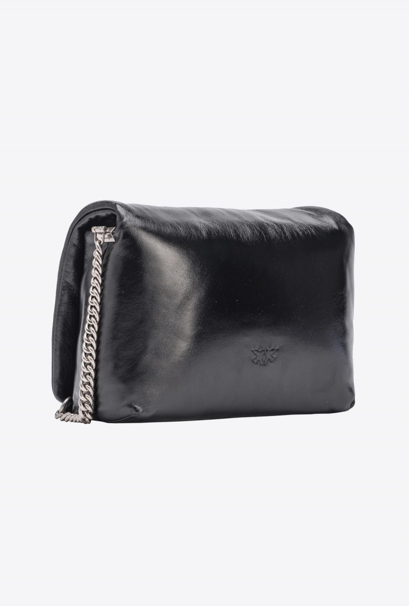 BLACK-OLD SILVER Pinko Classic Love Bag Click Puff laminated | MYXMI29295
