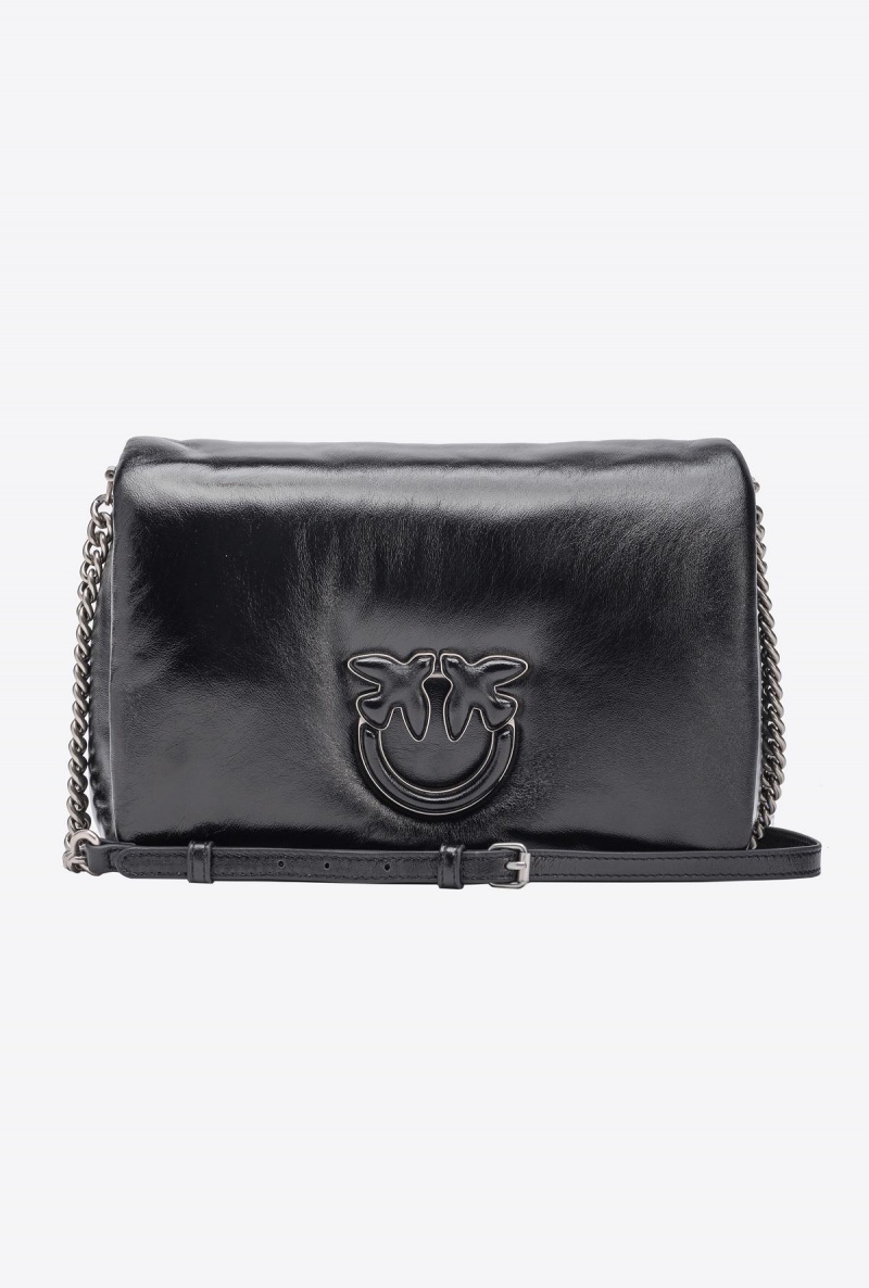BLACK-OLD SILVER Pinko Classic Love Bag Click Puff laminated | MYXMI29295