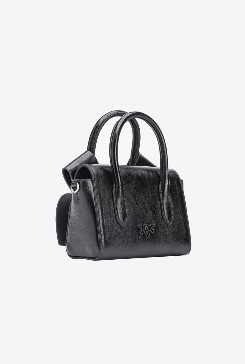 BLACK-OLD SILVER Pinko Laminated Aika Baby Purse | MYNEJ30098