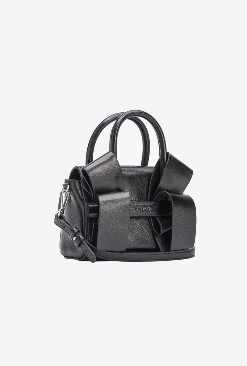 BLACK-OLD SILVER Pinko Laminated Aika Baby Purse | MYNEJ30098