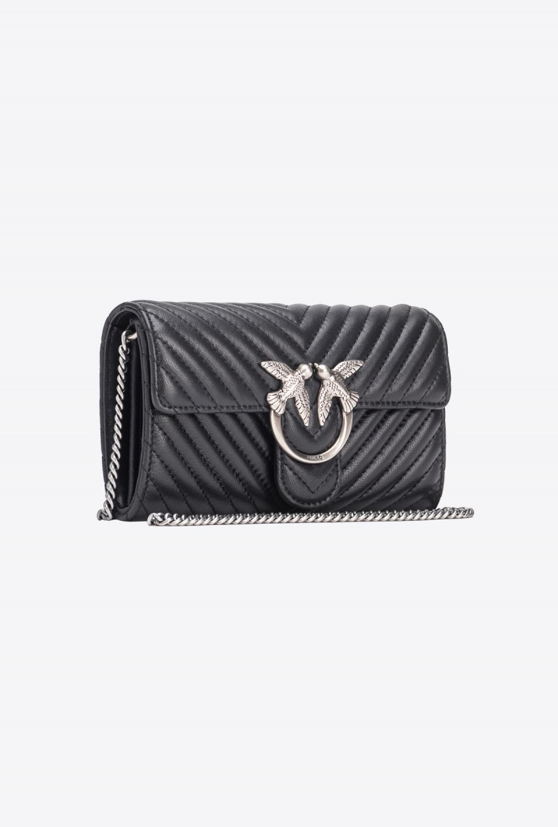 BLACK-OLD SILVER Pinko Love Bag One Wallet Chevron | SMYNY96928