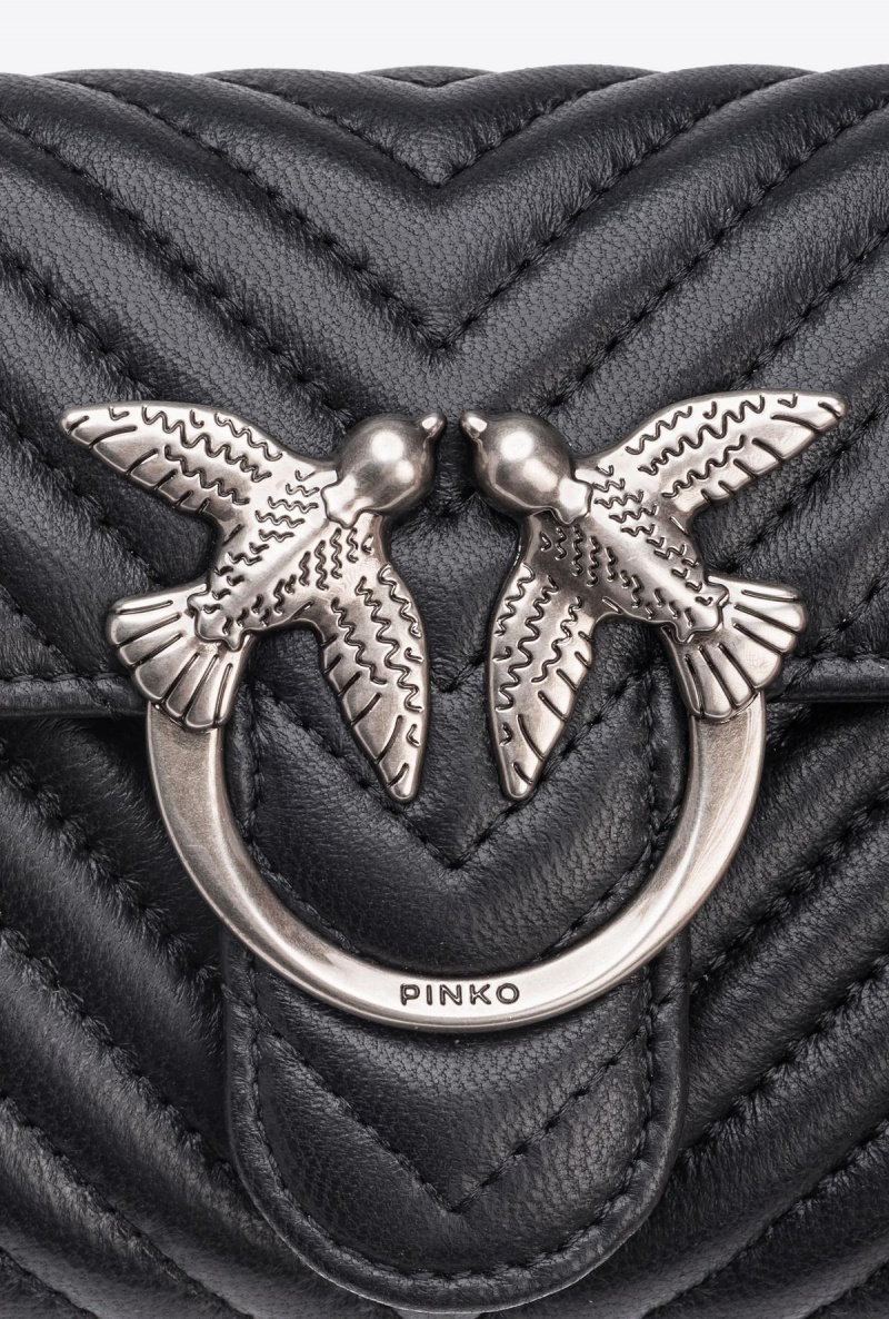 BLACK-OLD SILVER Pinko Love Bag One Wallet Chevron | SMYNY96928