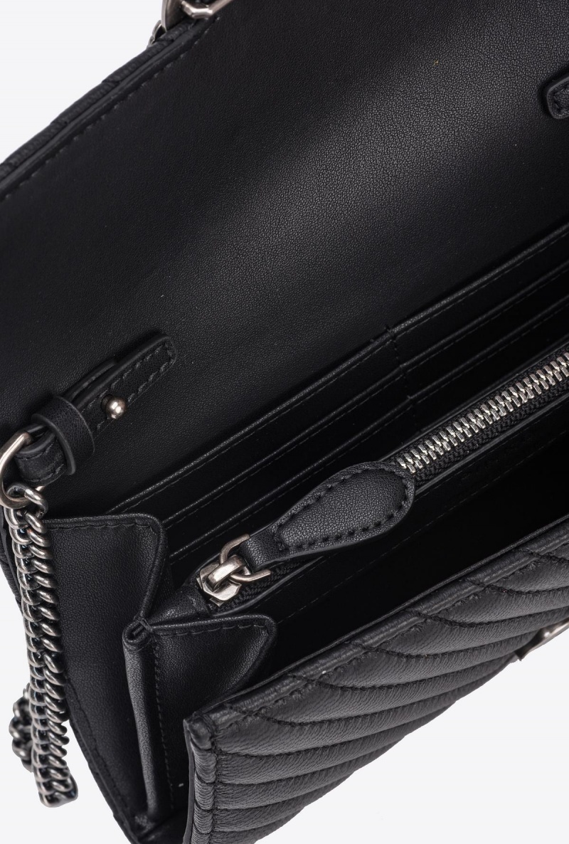 BLACK-OLD SILVER Pinko Love Bag One Wallet Chevron | SMYNY96928