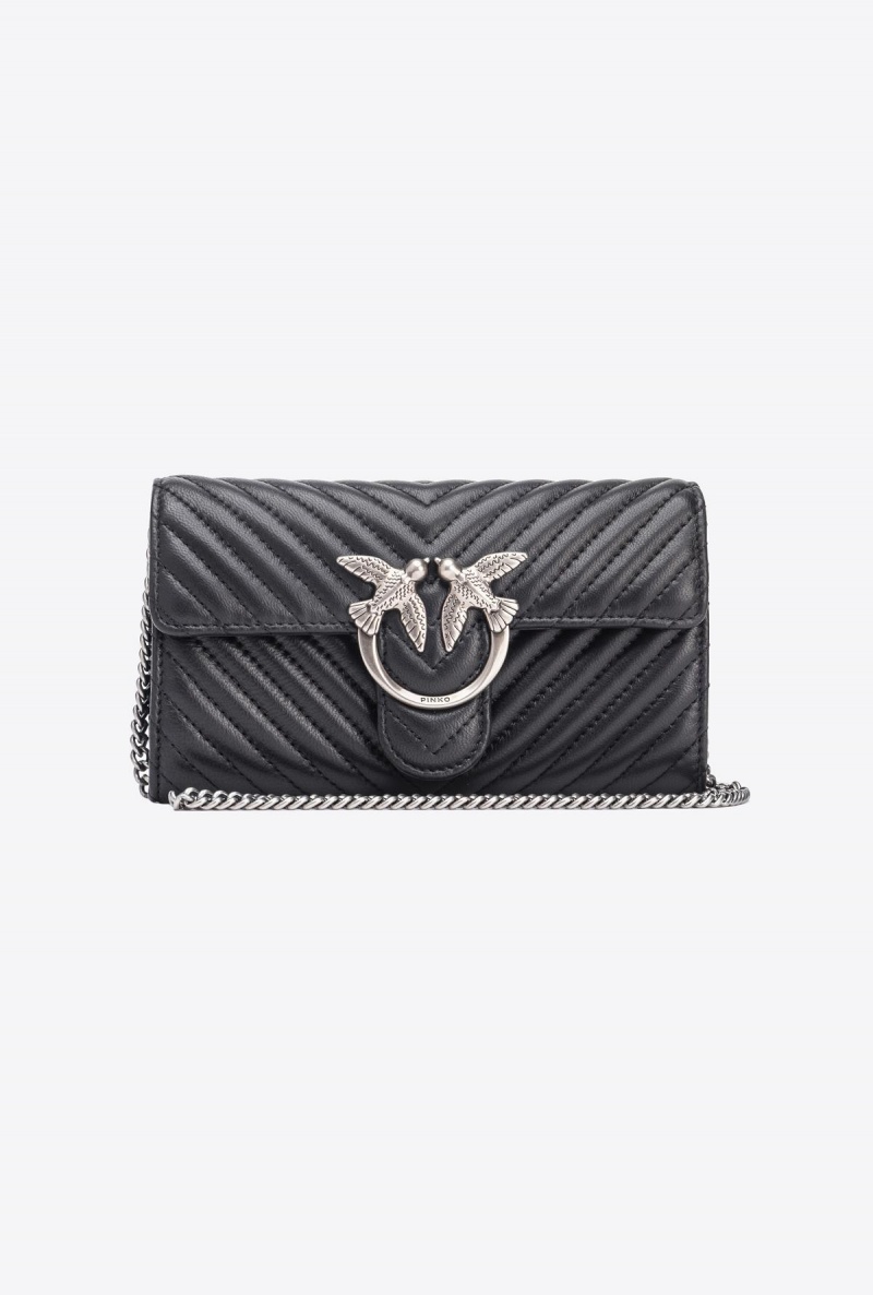 BLACK-OLD SILVER Pinko Love Bag One Wallet Chevron | SMYNY96928