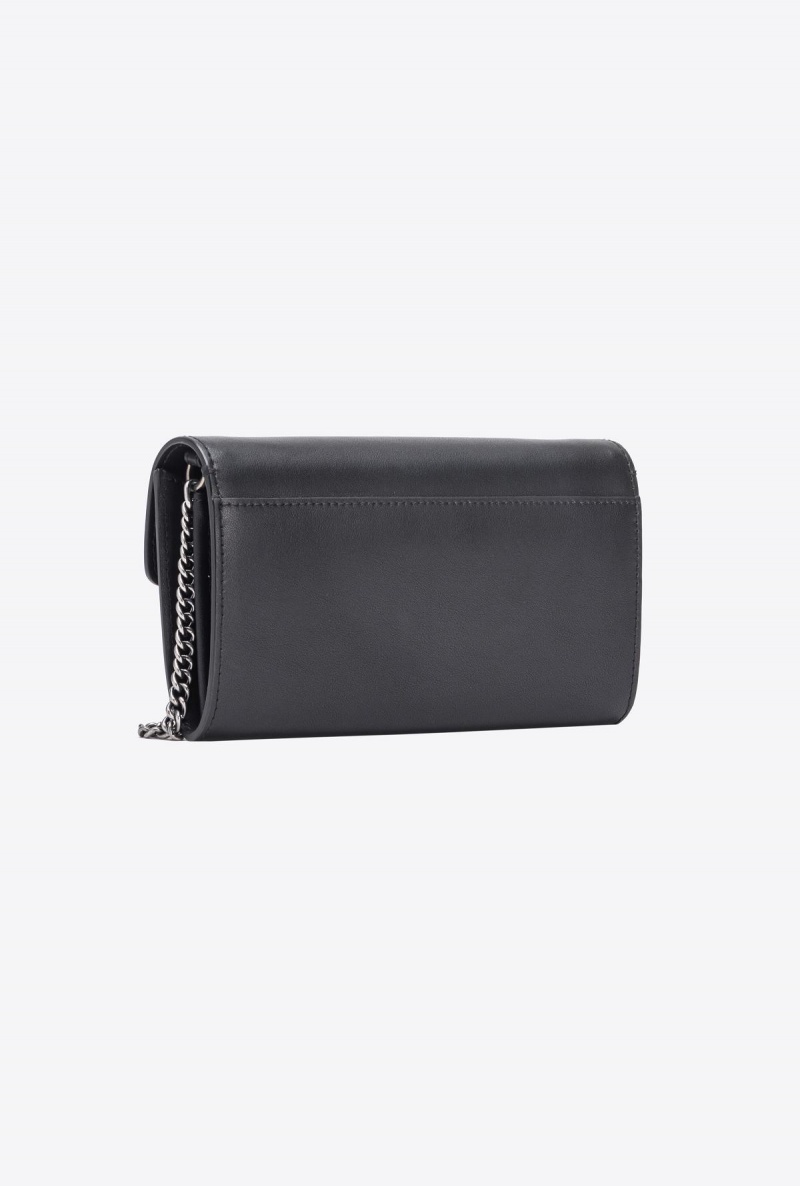 BLACK-OLD SILVER Pinko Love Bag One Wallet with rhinestones | UMYTG75829