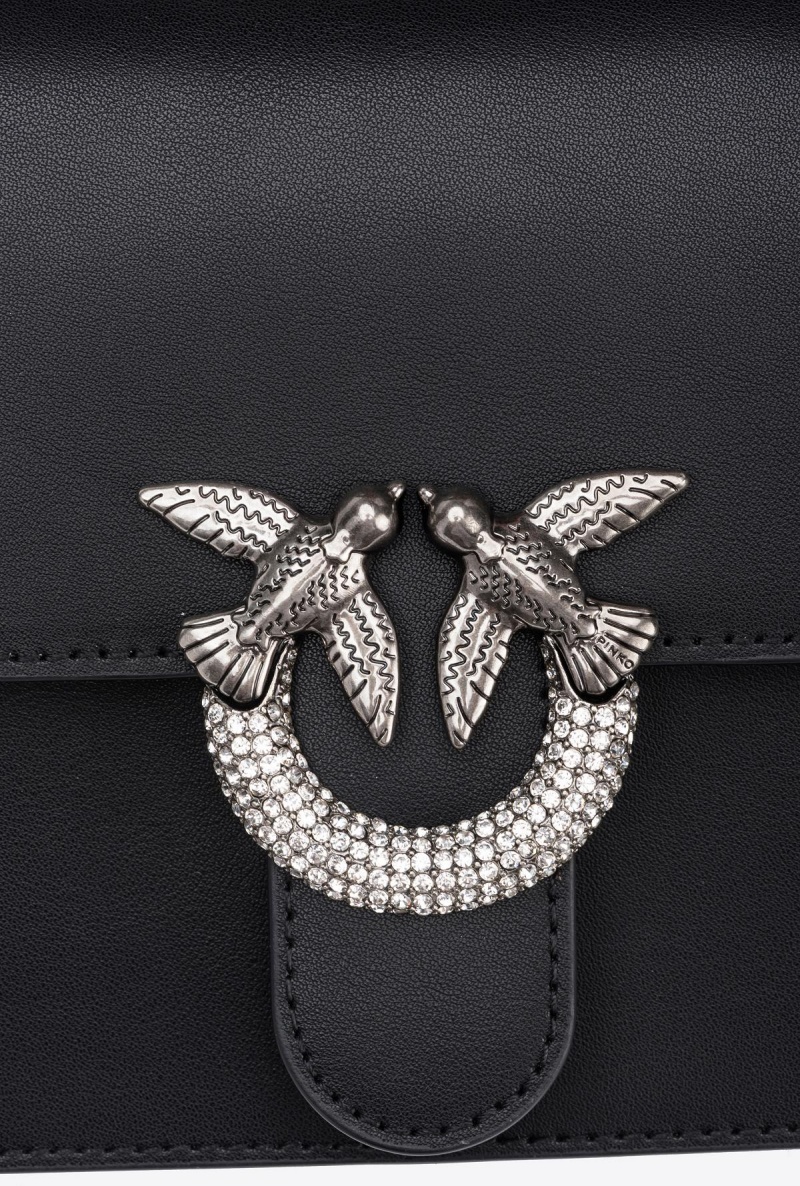 BLACK-OLD SILVER Pinko Mini Love Bag One Top Handle Light Jewel | MYNZX49793