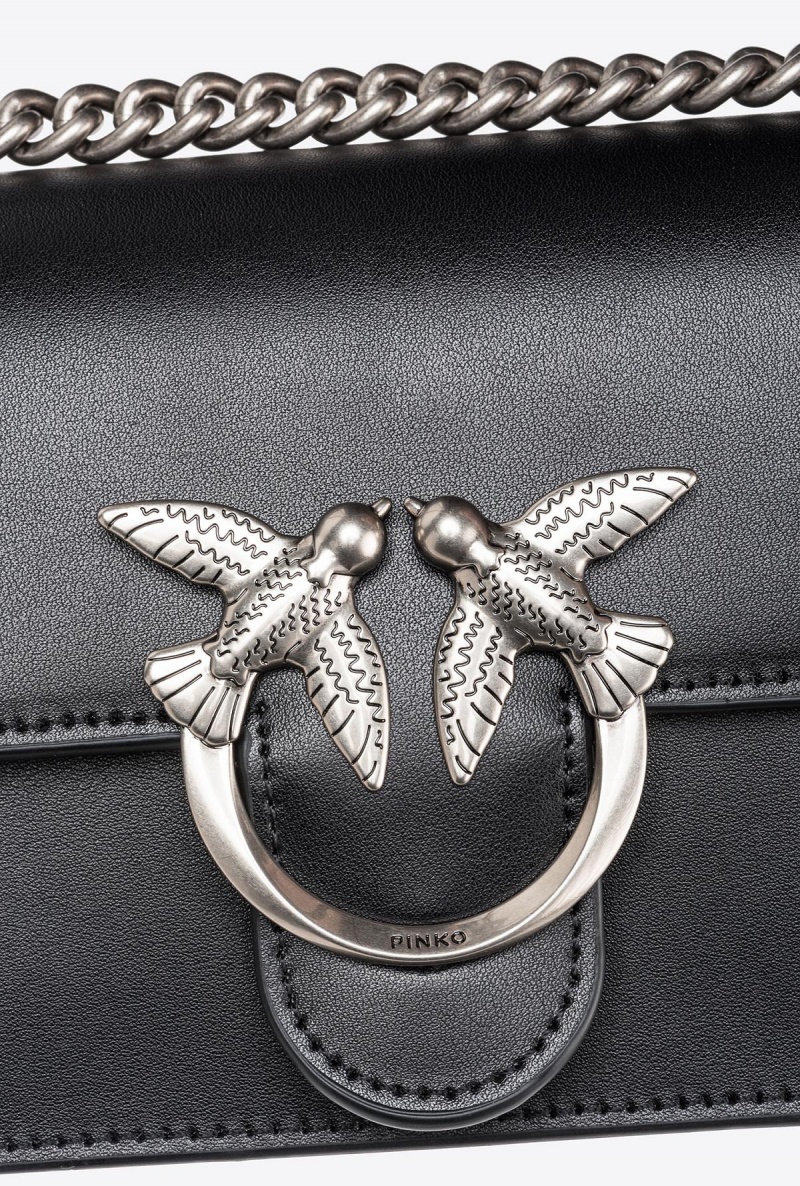 BLACK-OLD SILVER Pinko Mini Love Bag One Simply | ZMYMJ83007
