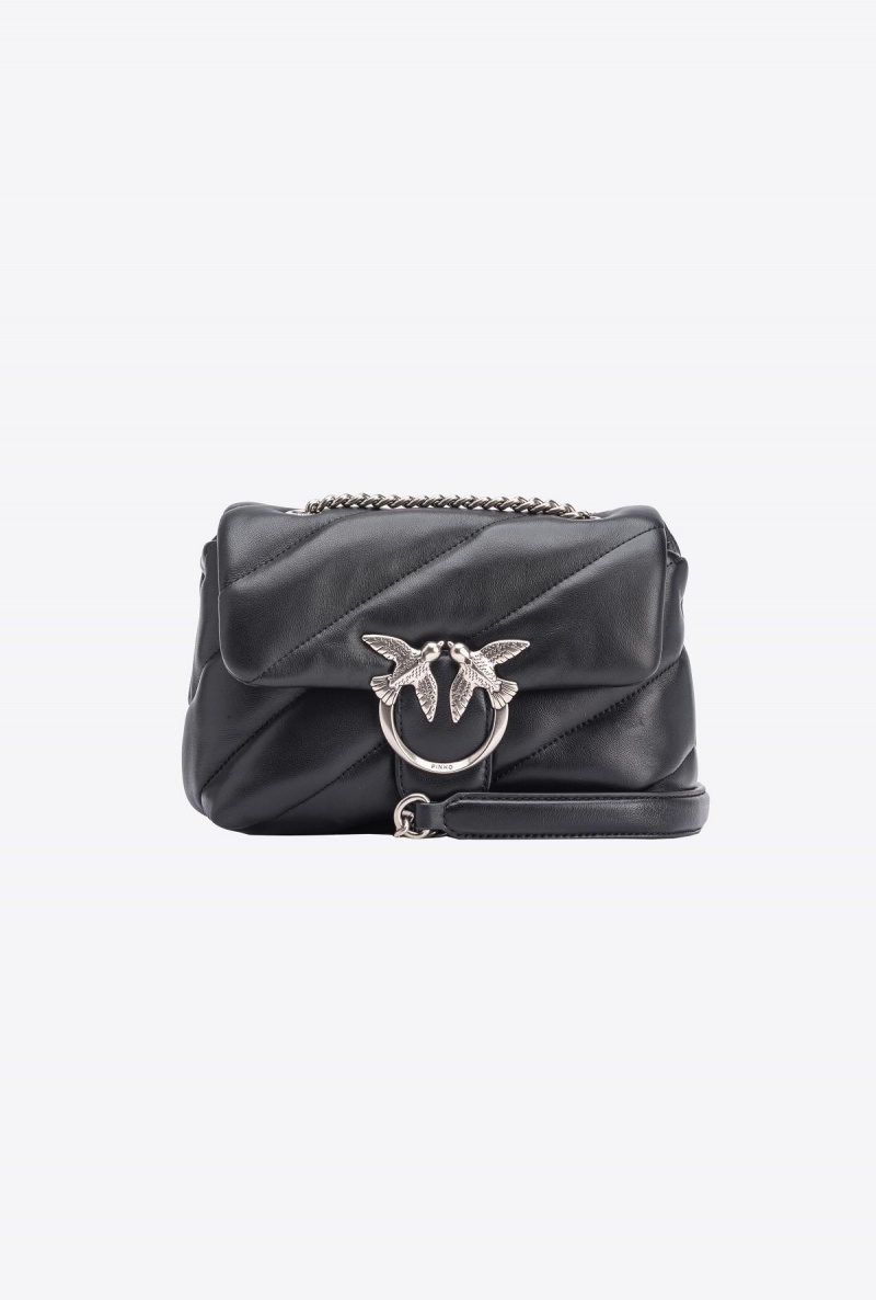 BLACK-OLD SILVER Pinko Mini Love Bag Puff Maxi Quilt | SMYNY64980