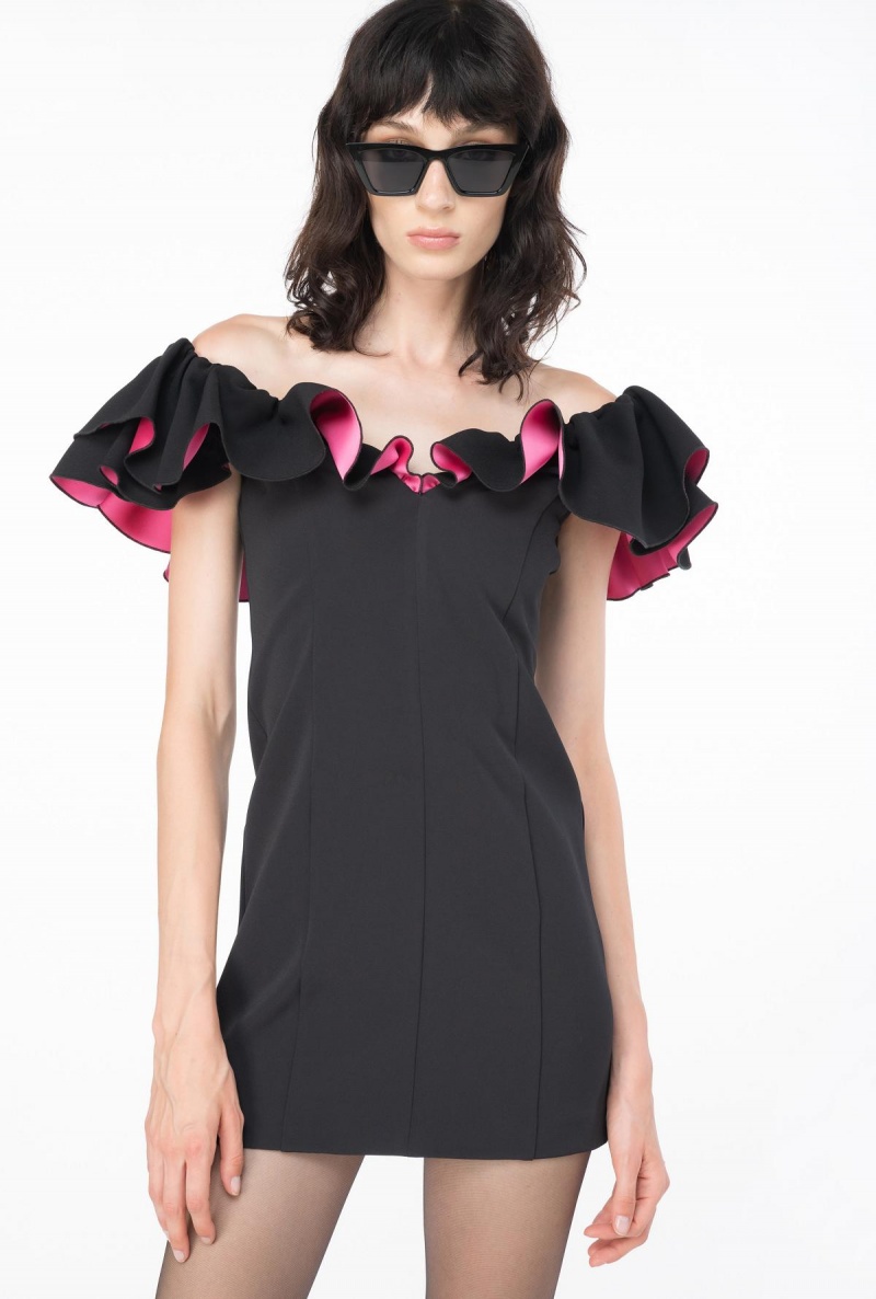 BLACK/PINK Pinko Mini dress with two-tone ruching | PMYQX91110