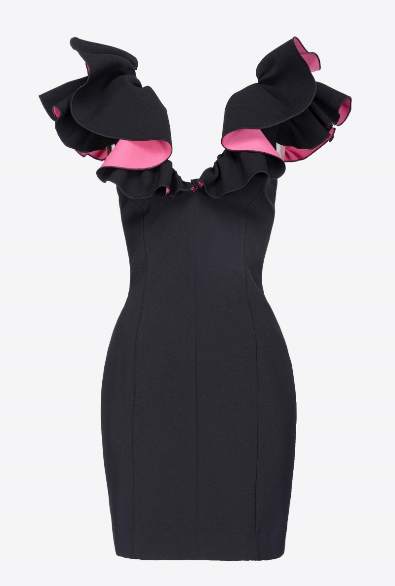 BLACK/PINK Pinko Mini dress with two-tone ruching | PMYQX91110