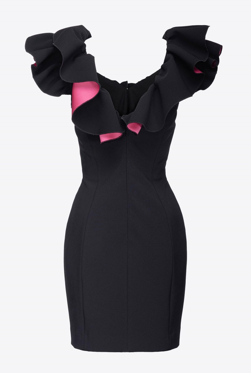 BLACK/PINK Pinko Mini dress with two-tone ruching | PMYQX91110