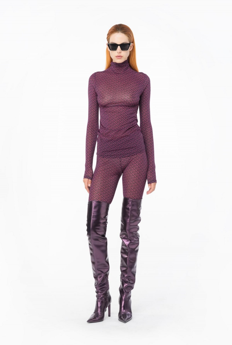 BLACK|PINK Pinko Mock-turtleneck sweater with logo print | MYEAH15633