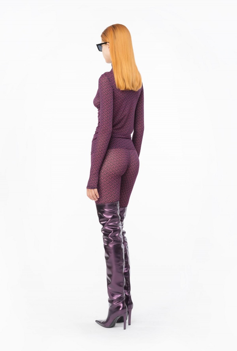 BLACK|PINK Pinko Mock-turtleneck sweater with logo print | MYEAH15633