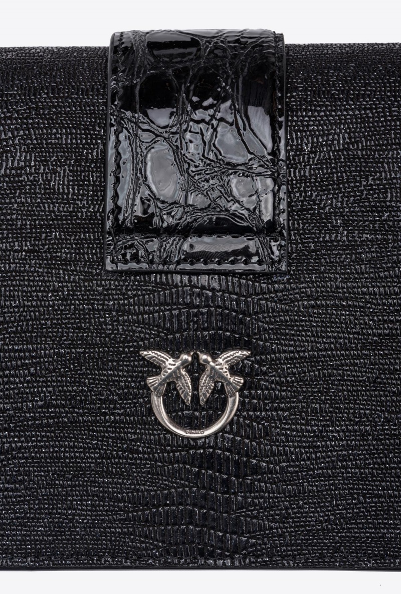 BLACK/SILVER-OLD SILVER Pinko Galleria laminated lizard-print Mini Love Bag One | SMYNY68326