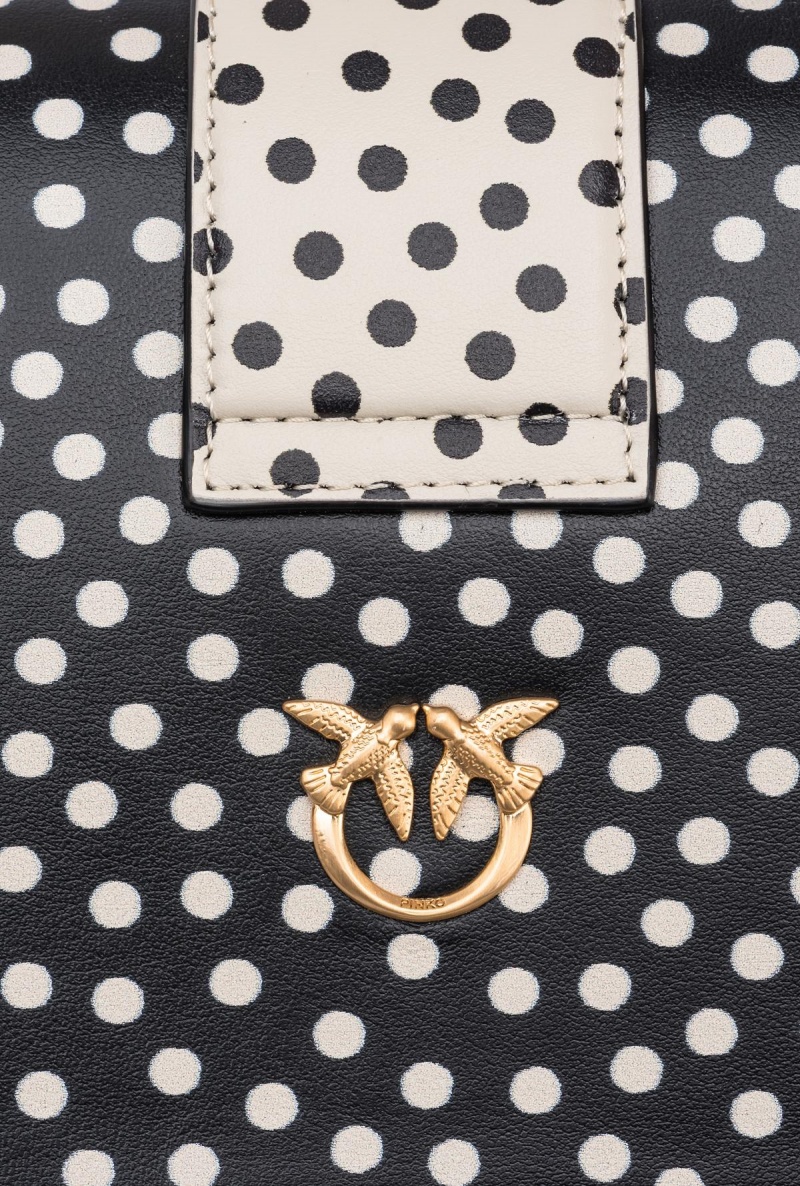 BLACK/WHITE-OLD SILVER Pinko Galleria Mini Love Bag One in polka dot print | ZMYNQ48623