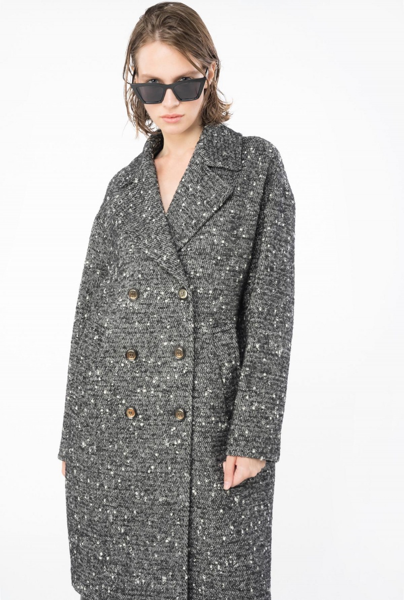BLACK/WHITE Pinko Double-breasted tweed coat | ZMYNQ54763