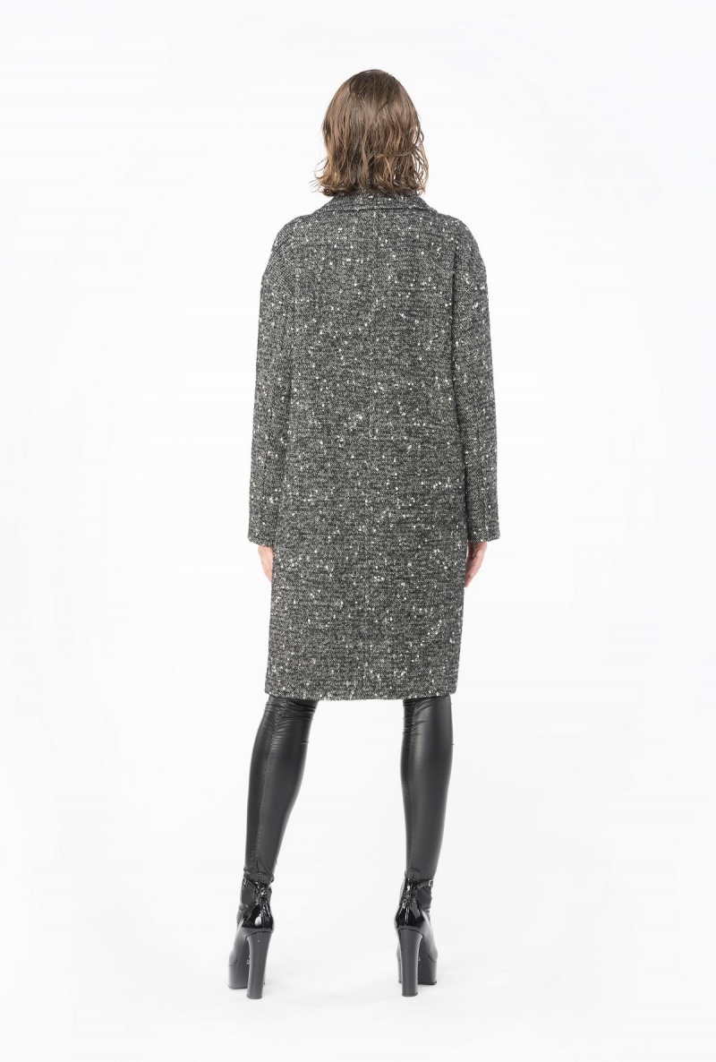 BLACK/WHITE Pinko Double-breasted tweed coat | ZMYNQ54763