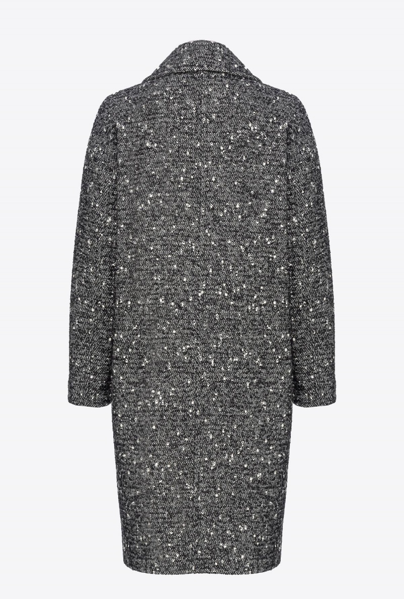 BLACK/WHITE Pinko Double-breasted tweed coat | ZMYNQ54763