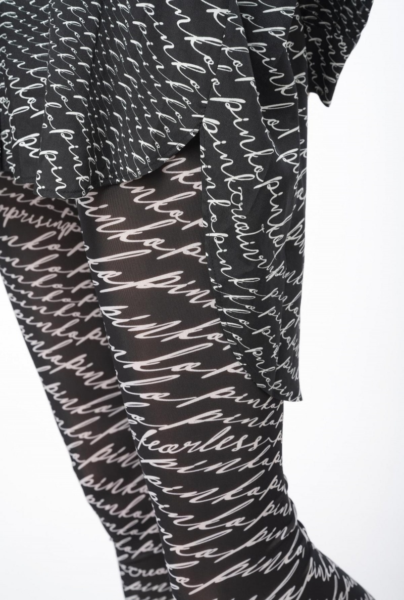 BLACK/WHITE Pinko Leggings with fluid logo | MYQCS30220