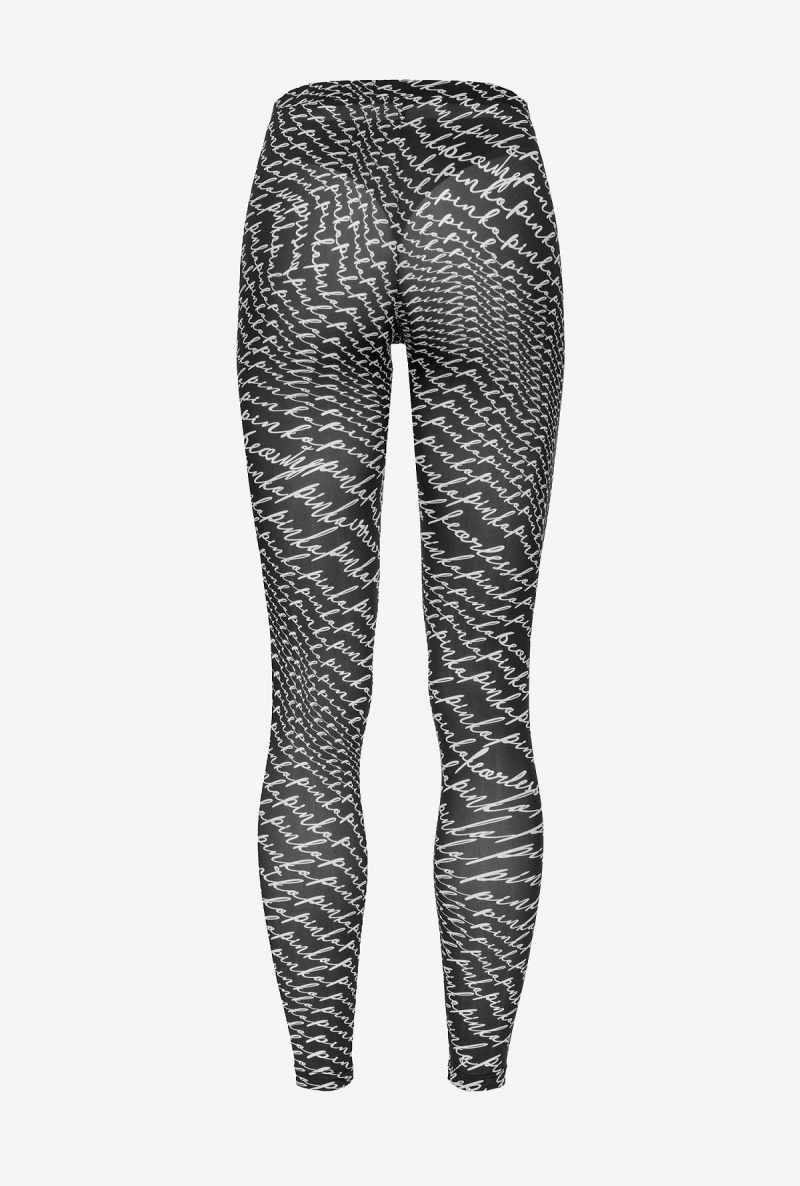 BLACK/WHITE Pinko Leggings with fluid logo | MYQCS30220