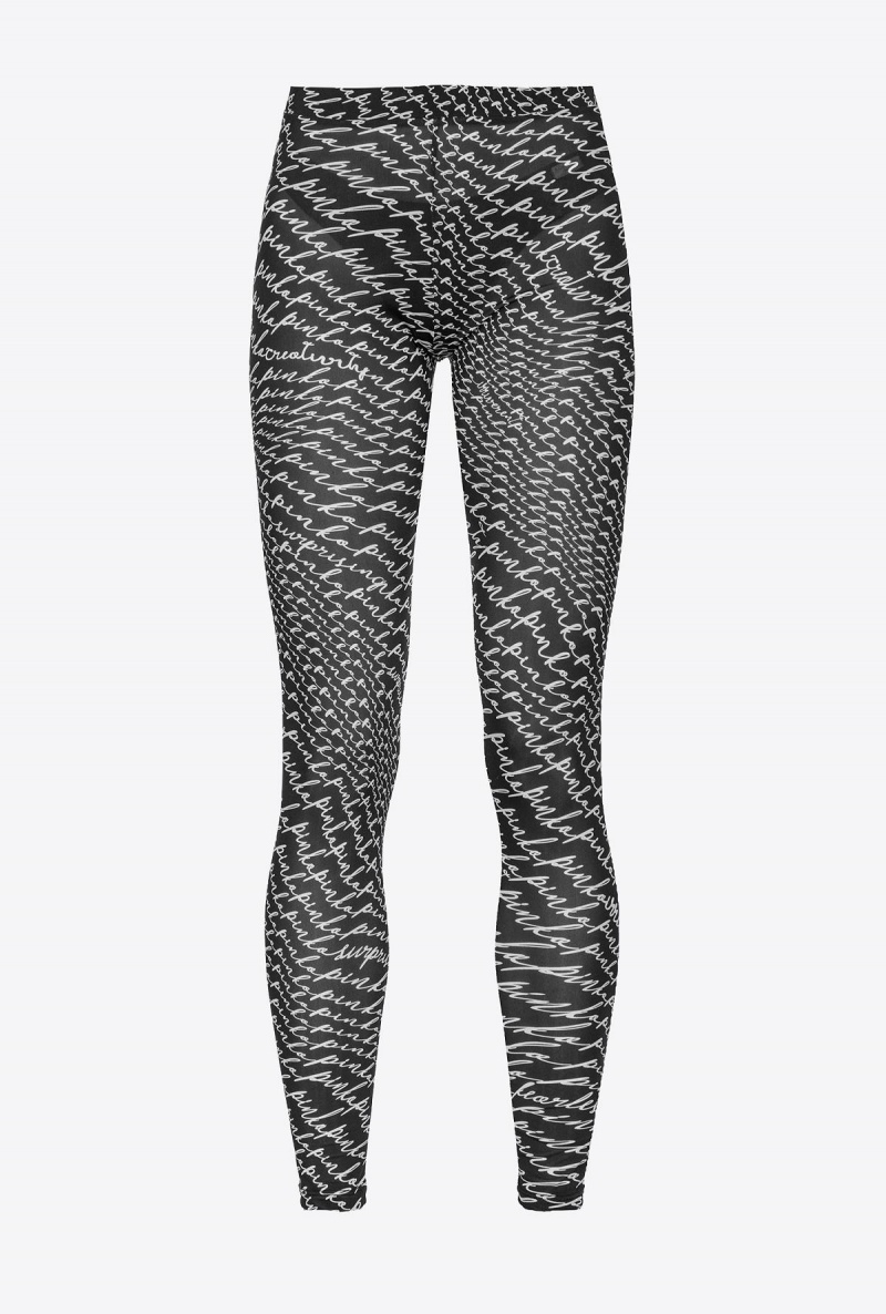 BLACK/WHITE Pinko Leggings with fluid logo | UMYTG73897