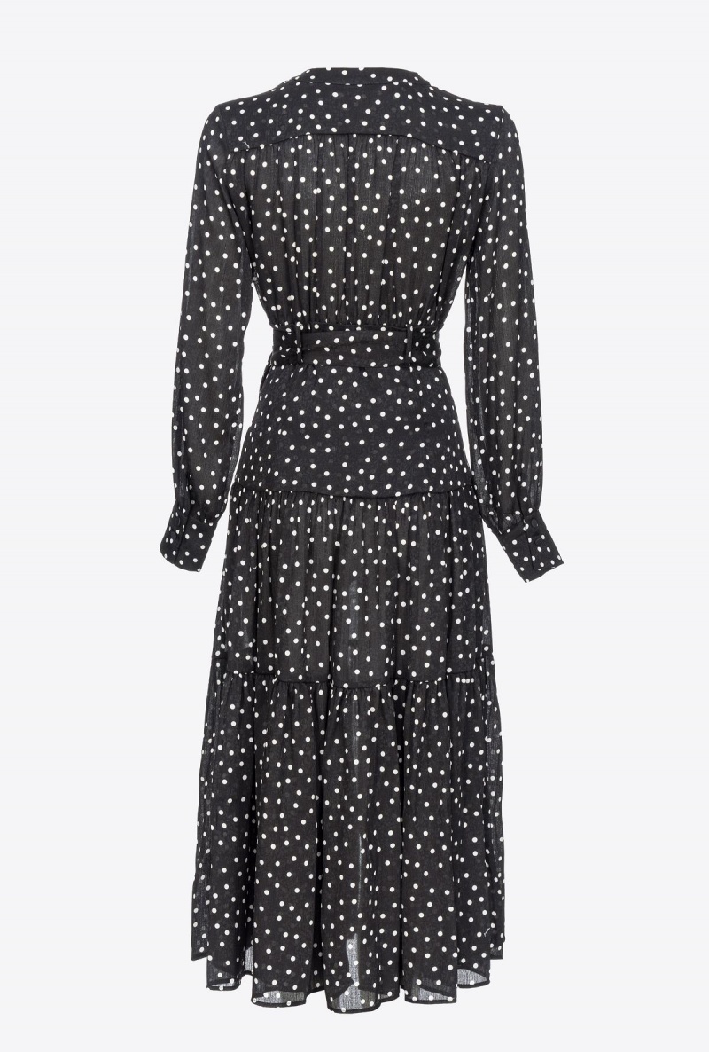BLACK/WHITE Pinko Long polka-dot shirt dress | MYJKU72316