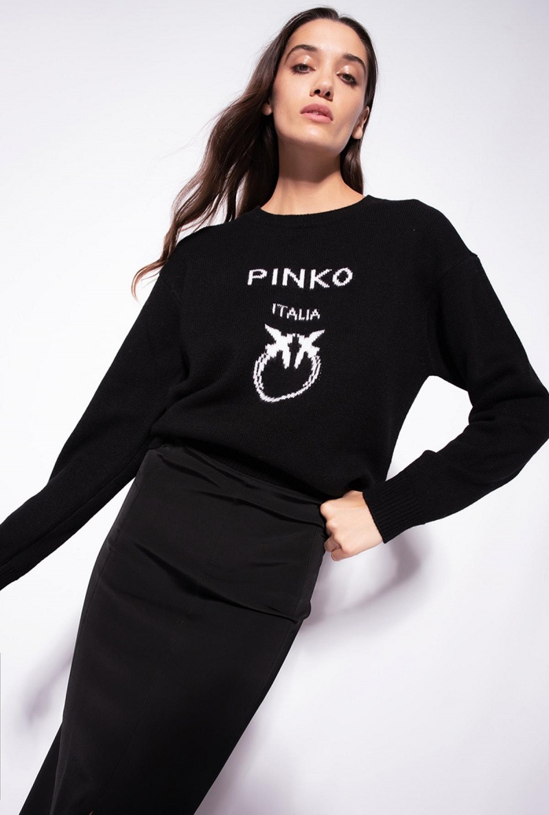 BLACK/WHITE Pinko Love Birds pullover | MYQCS22358