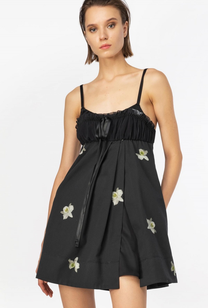 BLACK/WHITE Pinko PINKO Reimagine babydoll mini dress by Patrick McDowell | BMYSD35341