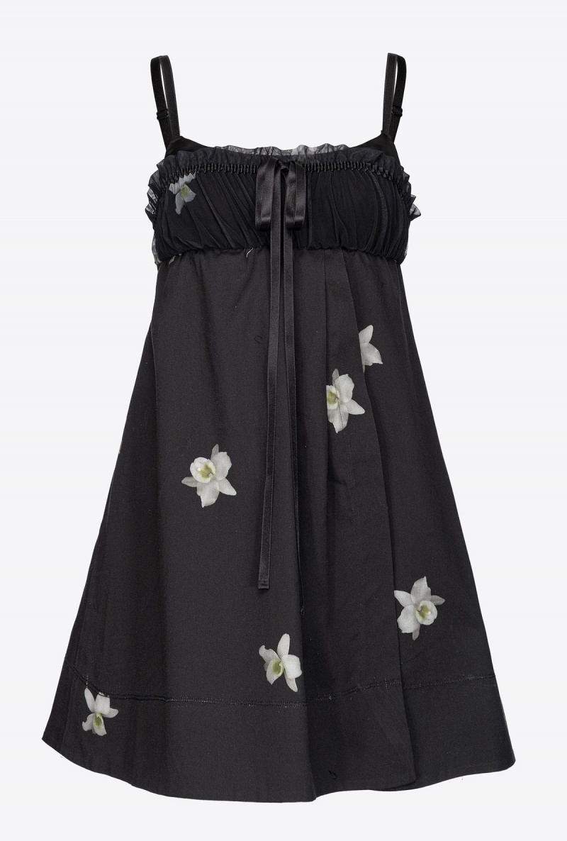 BLACK/WHITE Pinko PINKO Reimagine babydoll mini dress by Patrick McDowell | BMYSD35341