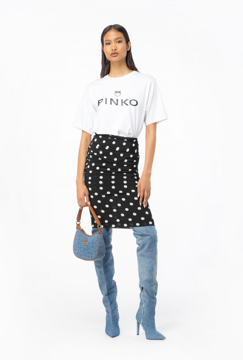 BLACK/WHITE Pinko Polka-dot calf-length skirt | ZMYMJ68752