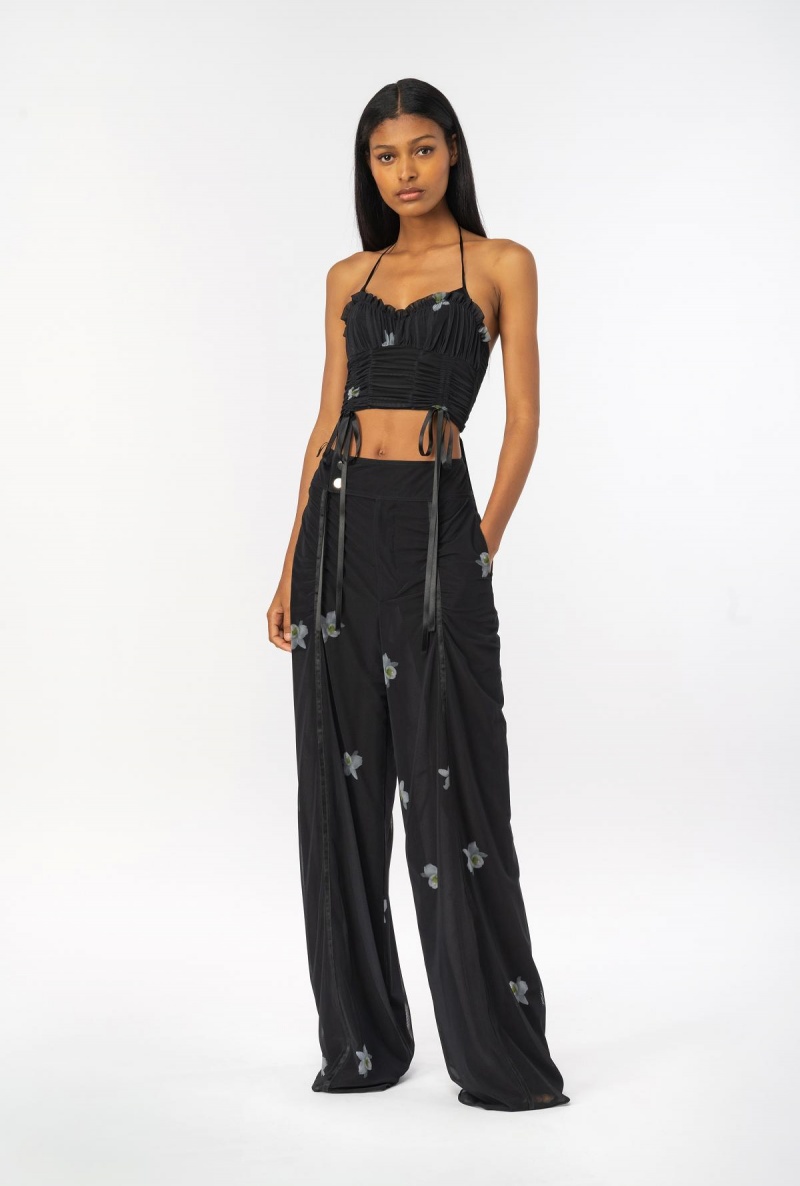 BLACK/WHITE Pinko Reimagine orchid-print bustier top by Patrick McDowell | GMYEC29647