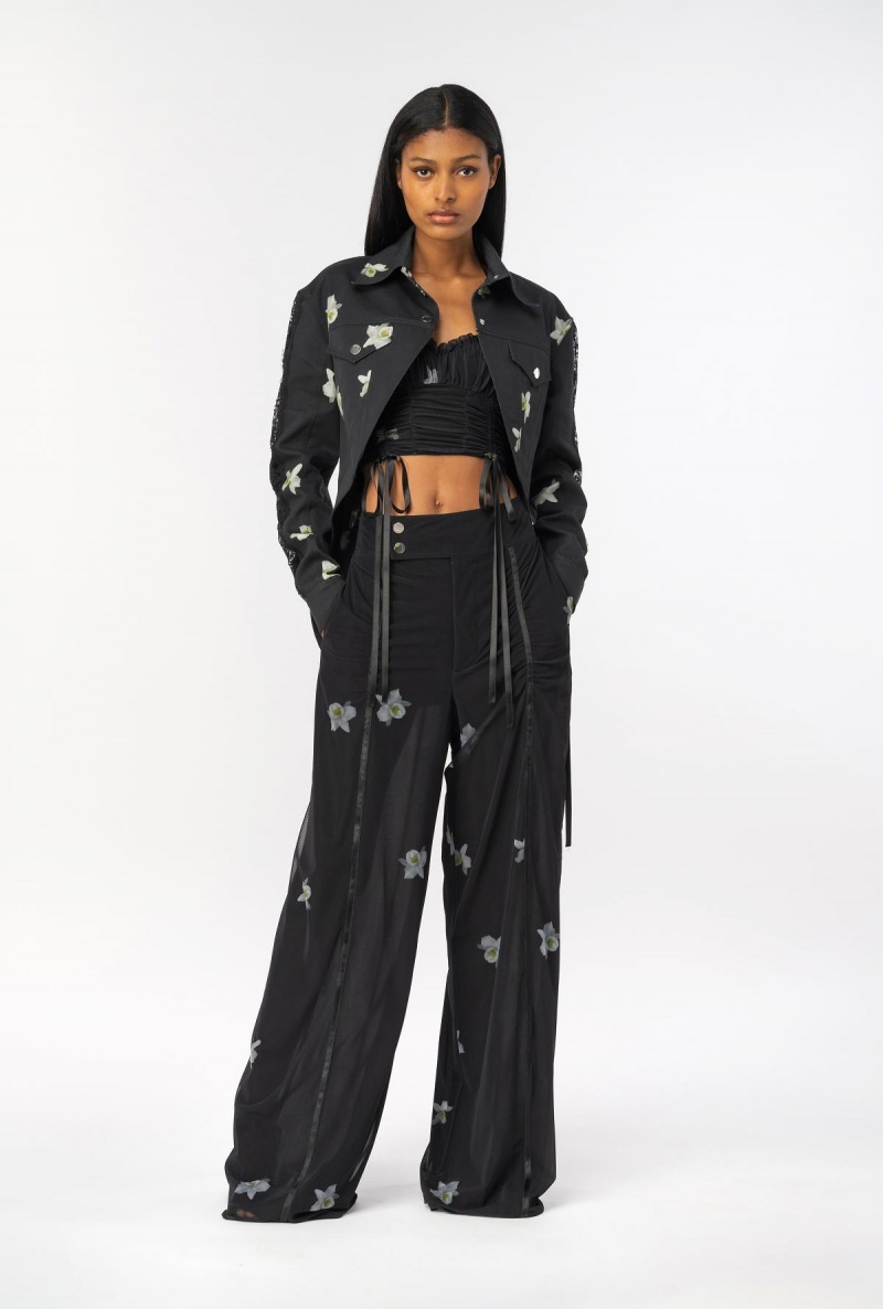 BLACK/WHITE Pinko Reimagine orchid-print jacket by Patrick McDowell | QMYWA18734