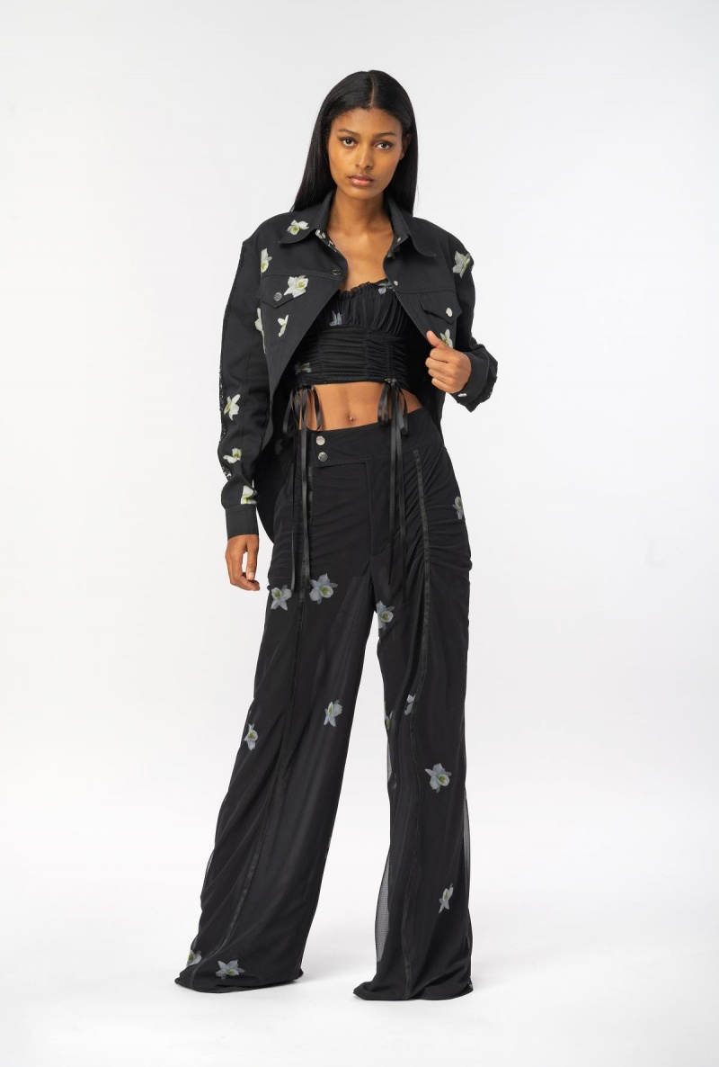 BLACK/WHITE Pinko Reimagine orchid-print jacket by Patrick McDowell | QMYWA18734