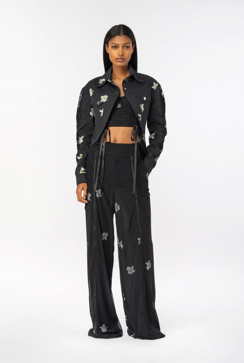 BLACK/WHITE Pinko Reimagine orchid-print jacket by Patrick McDowell | QMYWA18734
