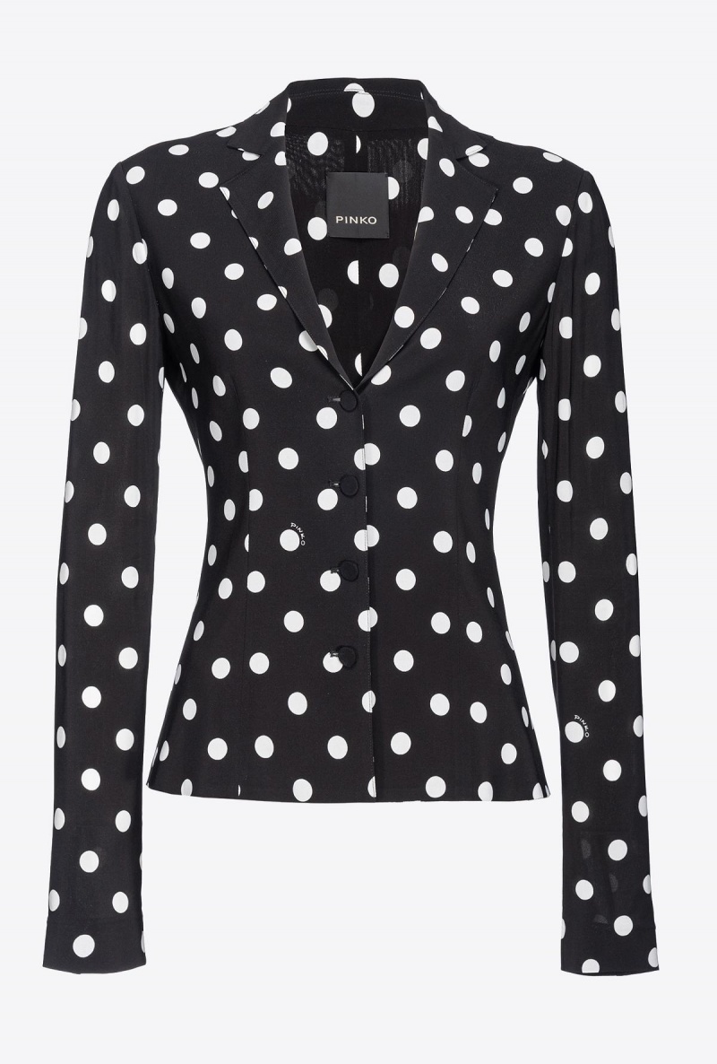 BLACK/WHITE Pinko Slim-fit polka-dot blazer | SMYNY31641