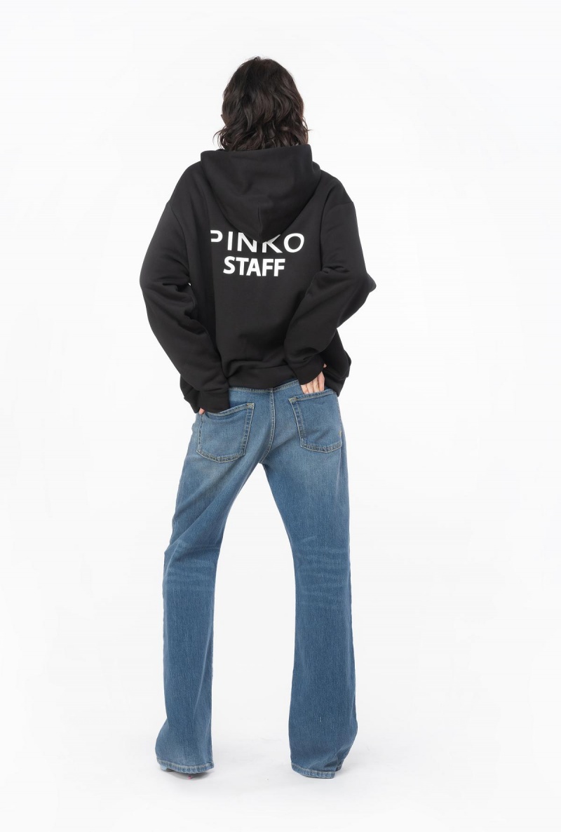 BLACK/WHITE Pinko Staff zipped sweatshirt | MYZDE93409