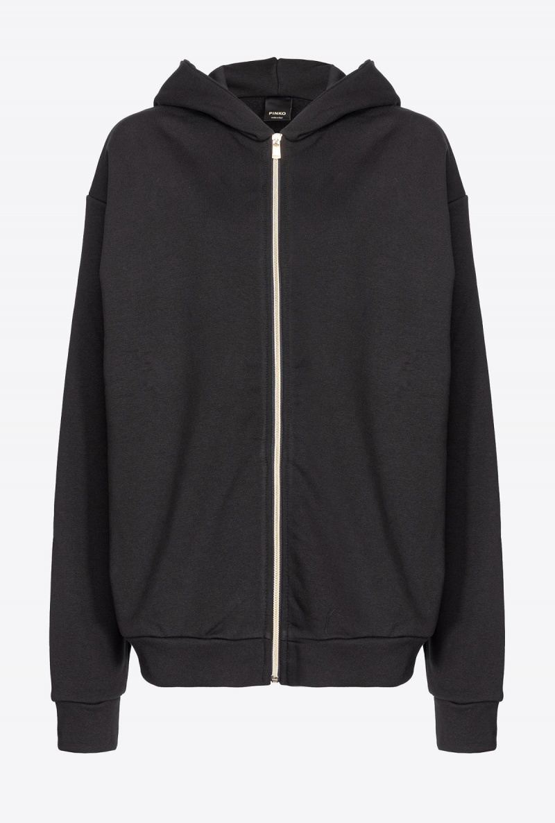 BLACK/WHITE Pinko Staff zipped sweatshirt | MYZDE93409