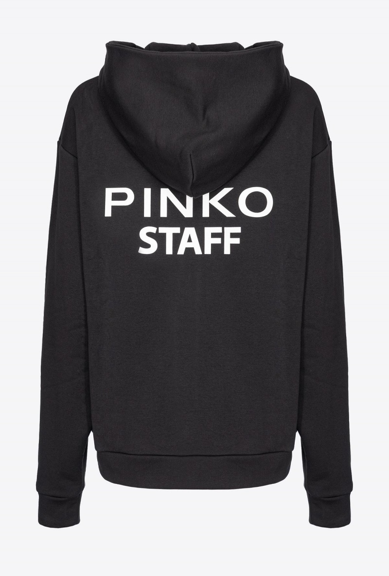 BLACK/WHITE Pinko Staff zipped sweatshirt | MYZDE93409