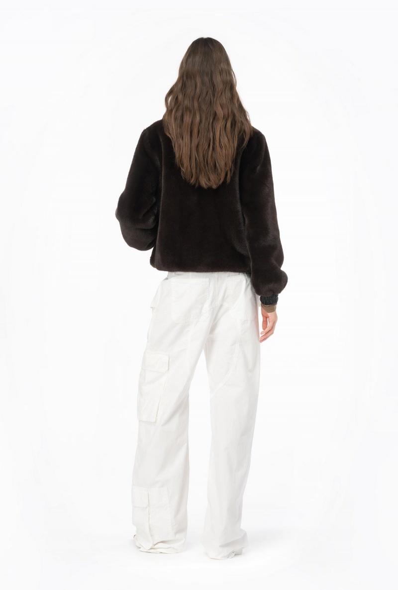 BLACK COFFEE-BROWN Pinko Faux fur bomber jacket | EMYHC24705