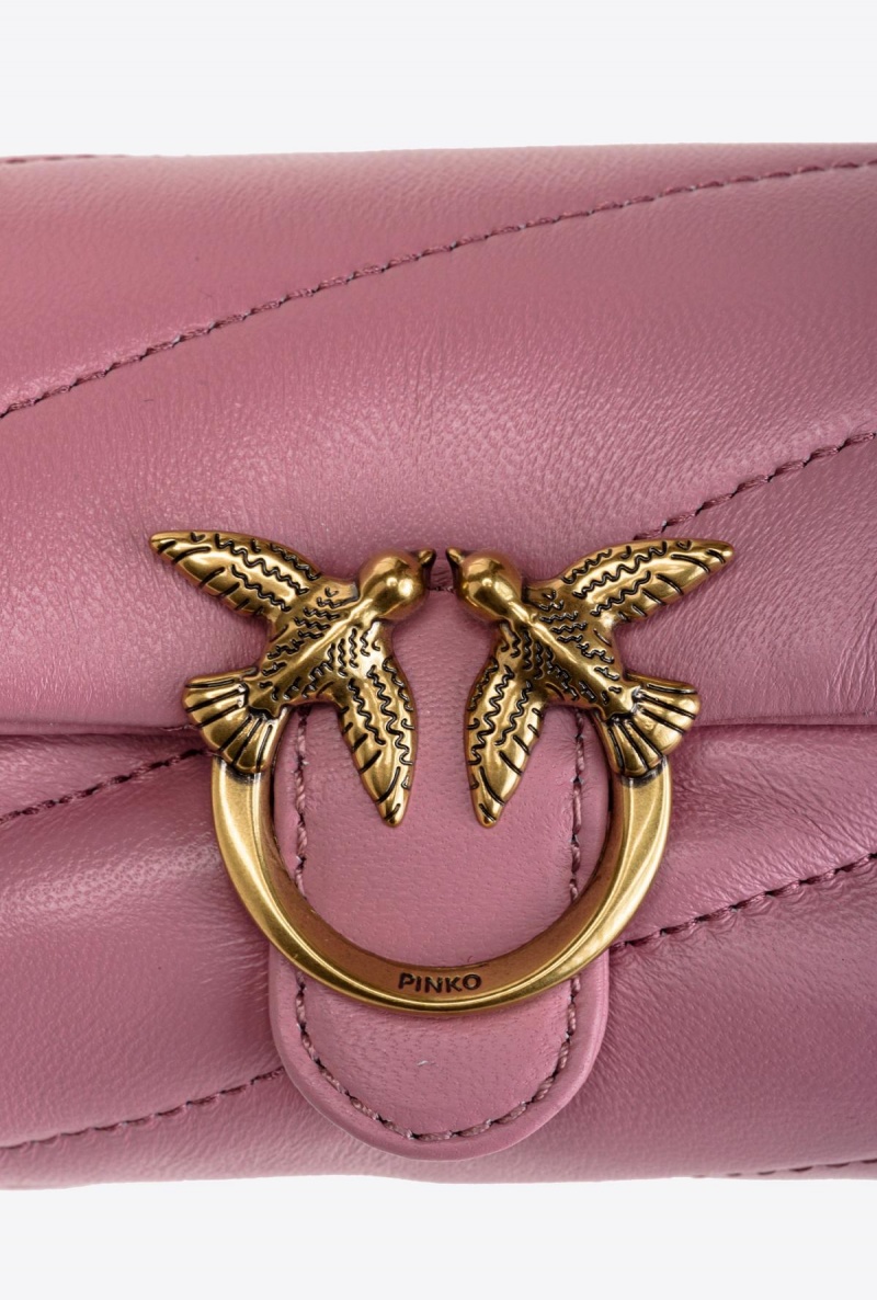 BLUSH PINK-ANTIQUE GOLD Pinko Micro Love Bag Puff Maxi Quilt | MYJZR12514