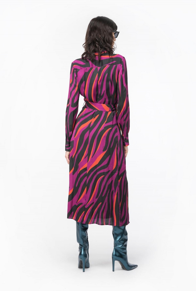 BOUGAINVILLEA/BLACK/ORANGE Pinko Shirt dress with psychedelic zebra print | FMYUI73329