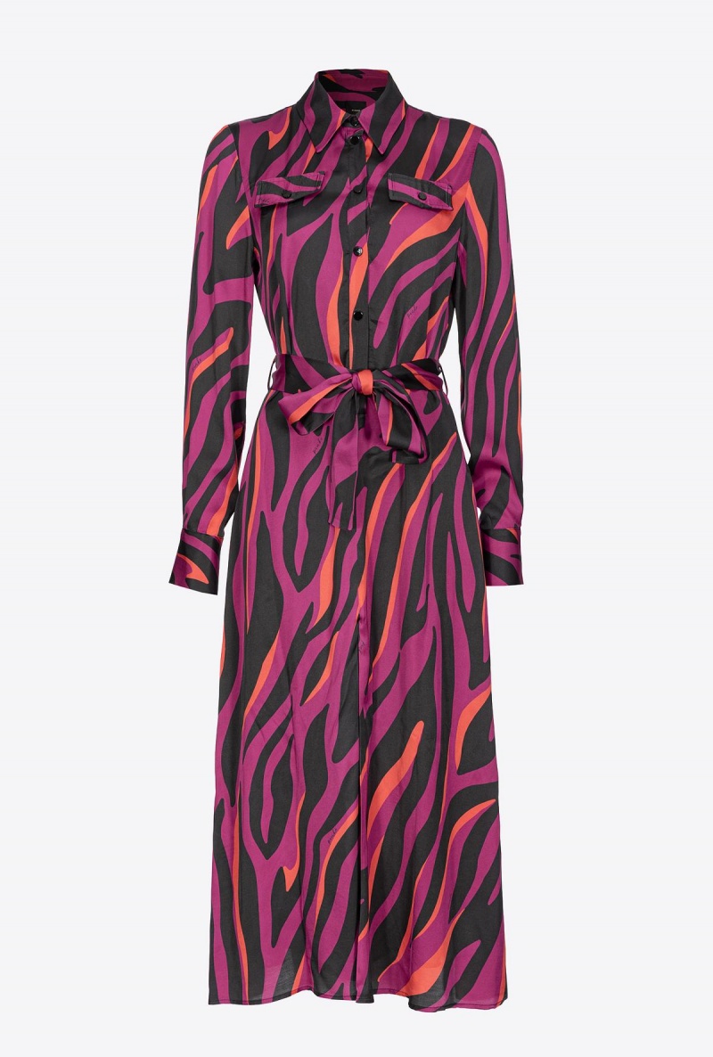 BOUGAINVILLEA/BLACK/ORANGE Pinko Shirt dress with psychedelic zebra print | FMYUI73329
