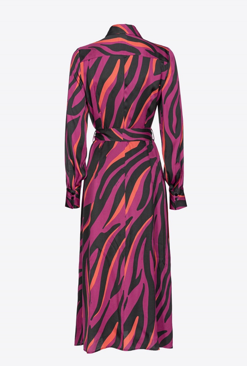 BOUGAINVILLEA/BLACK/ORANGE Pinko Shirt dress with psychedelic zebra print | FMYUI73329