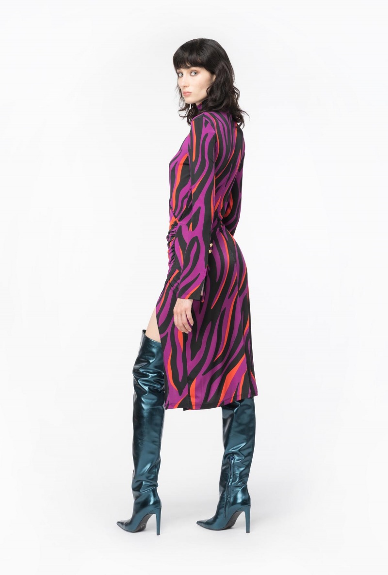 BOUGAINVILLEA/BLACK/ORANGE Pinko Slim-fitting dress with psychedelic zebra print | ZMYNQ91972