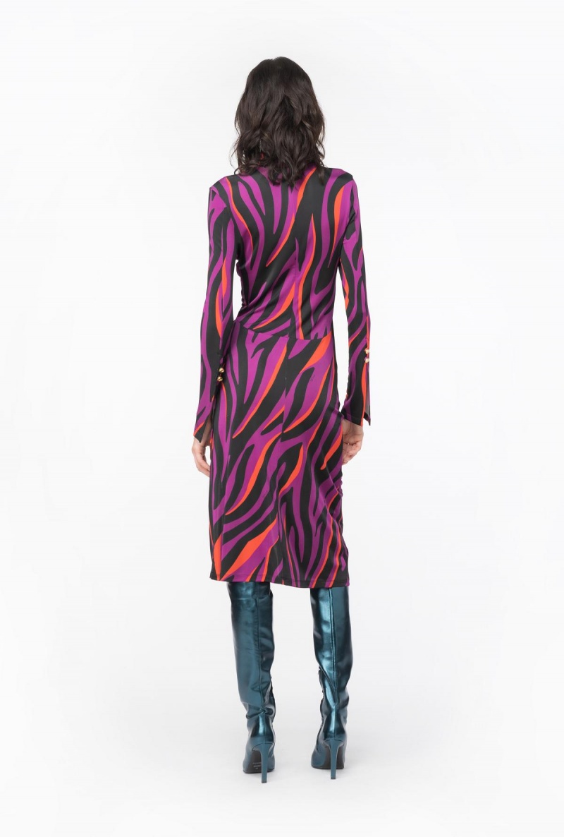 BOUGAINVILLEA/BLACK/ORANGE Pinko Slim-fitting dress with psychedelic zebra print | ZMYNQ91972
