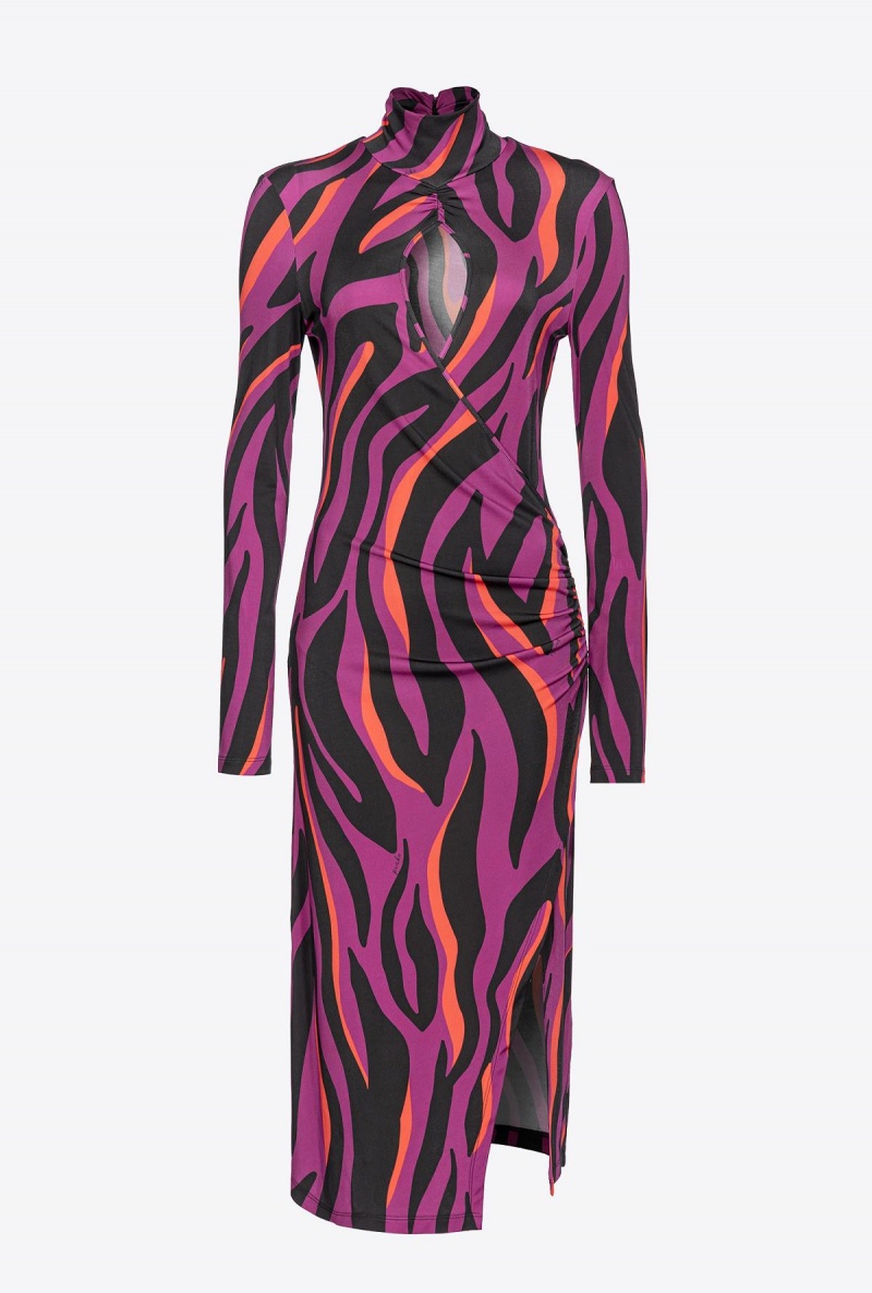 BOUGAINVILLEA/BLACK/ORANGE Pinko Slim-fitting dress with psychedelic zebra print | ZMYNQ91972